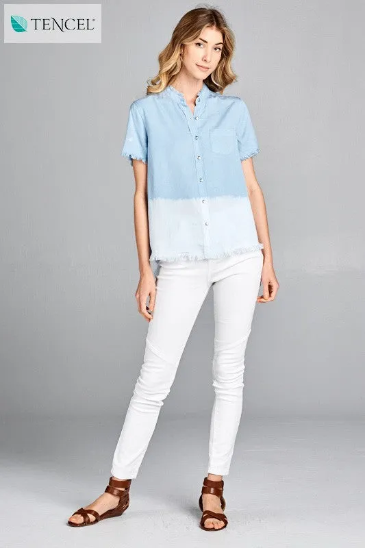 Dye Tip Button Up Top