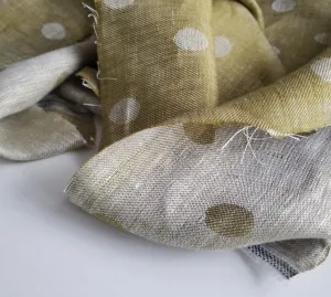 End of BOlt: 4-1/4th yards of Designer Deadstock Linen Reversible Dots Mustard Yellow and Ivory Jacquard Woven-remnant