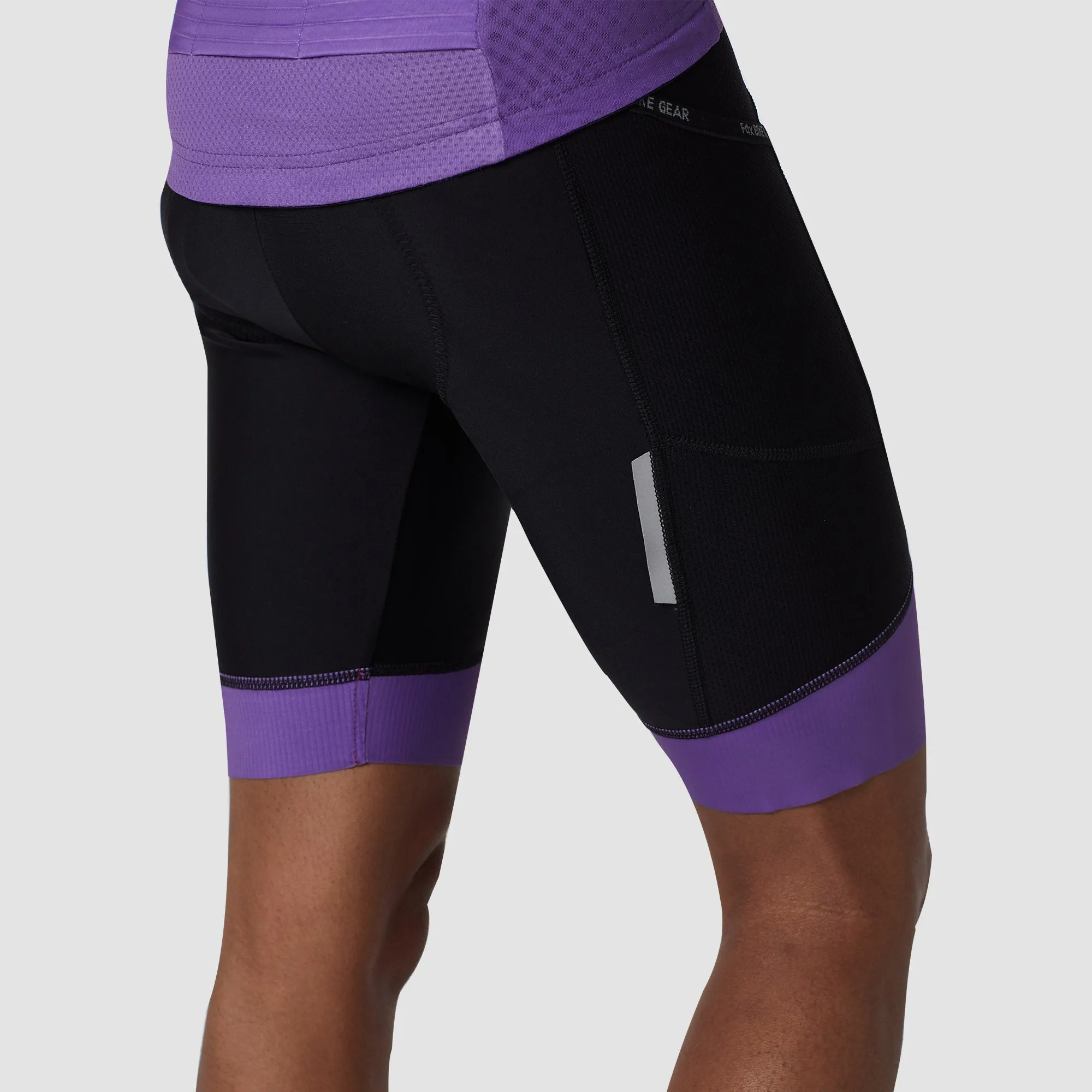 Fdx Women's & Girl's Set Essential Purple Short Sleeve Cycling Jersey & Cargo Bib Shorts