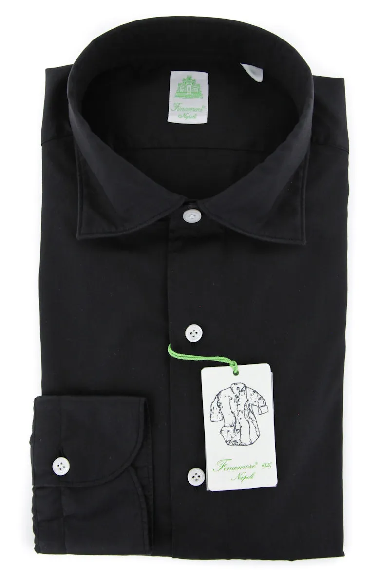 Finamore Napoli Black Shirt - Extra Slim