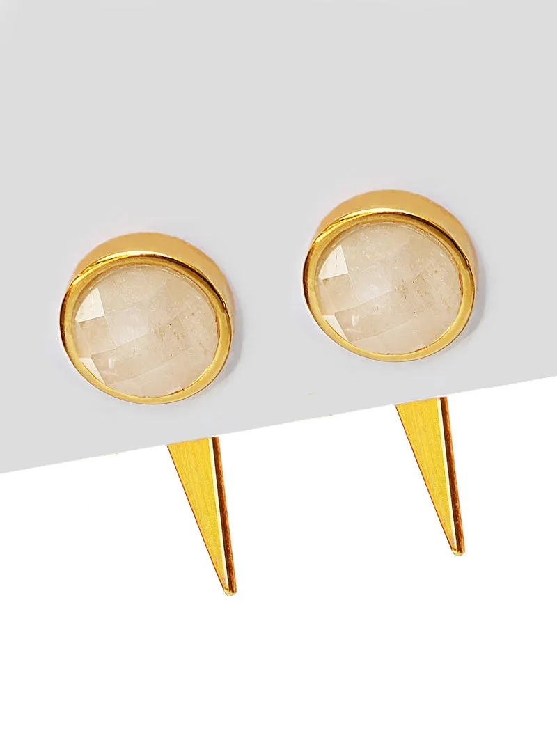 FIRE 3-Way White Quartz 24K Gold Earring Jackets