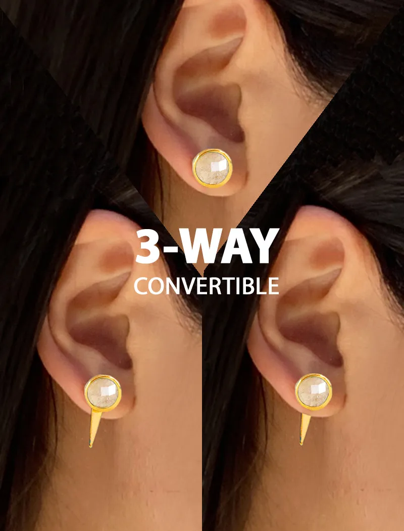 FIRE 3-Way White Quartz 24K Gold Earring Jackets