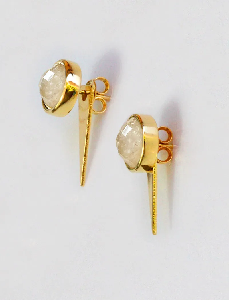 FIRE 3-Way White Quartz 24K Gold Earring Jackets