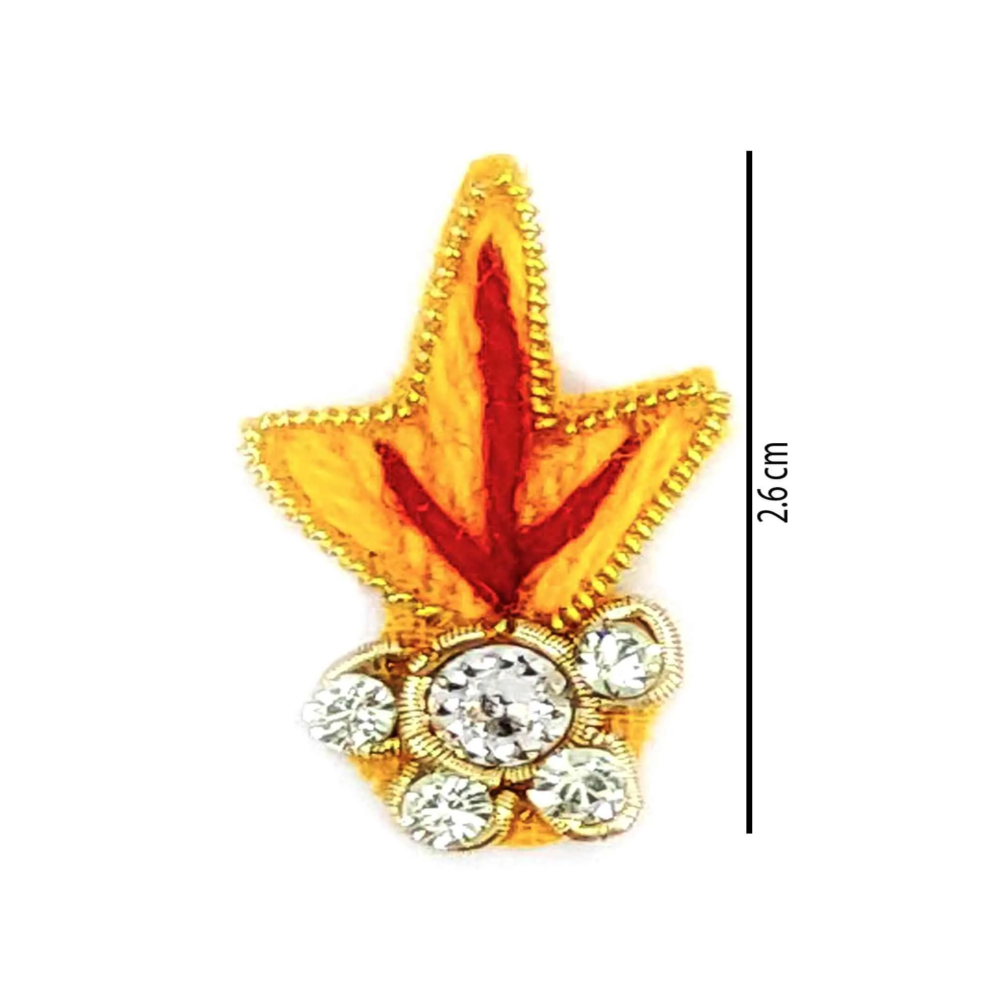 Golden Autumn Leaf Applique Patch with Sparkling Crystals - 11234