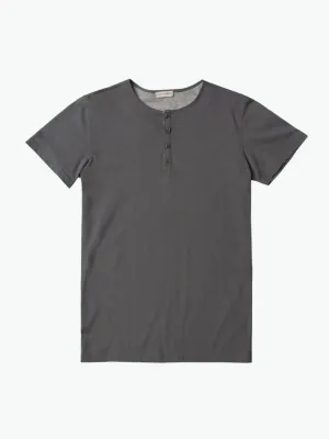 Grandad Collar Organic Cotton T-shirt Light Grey