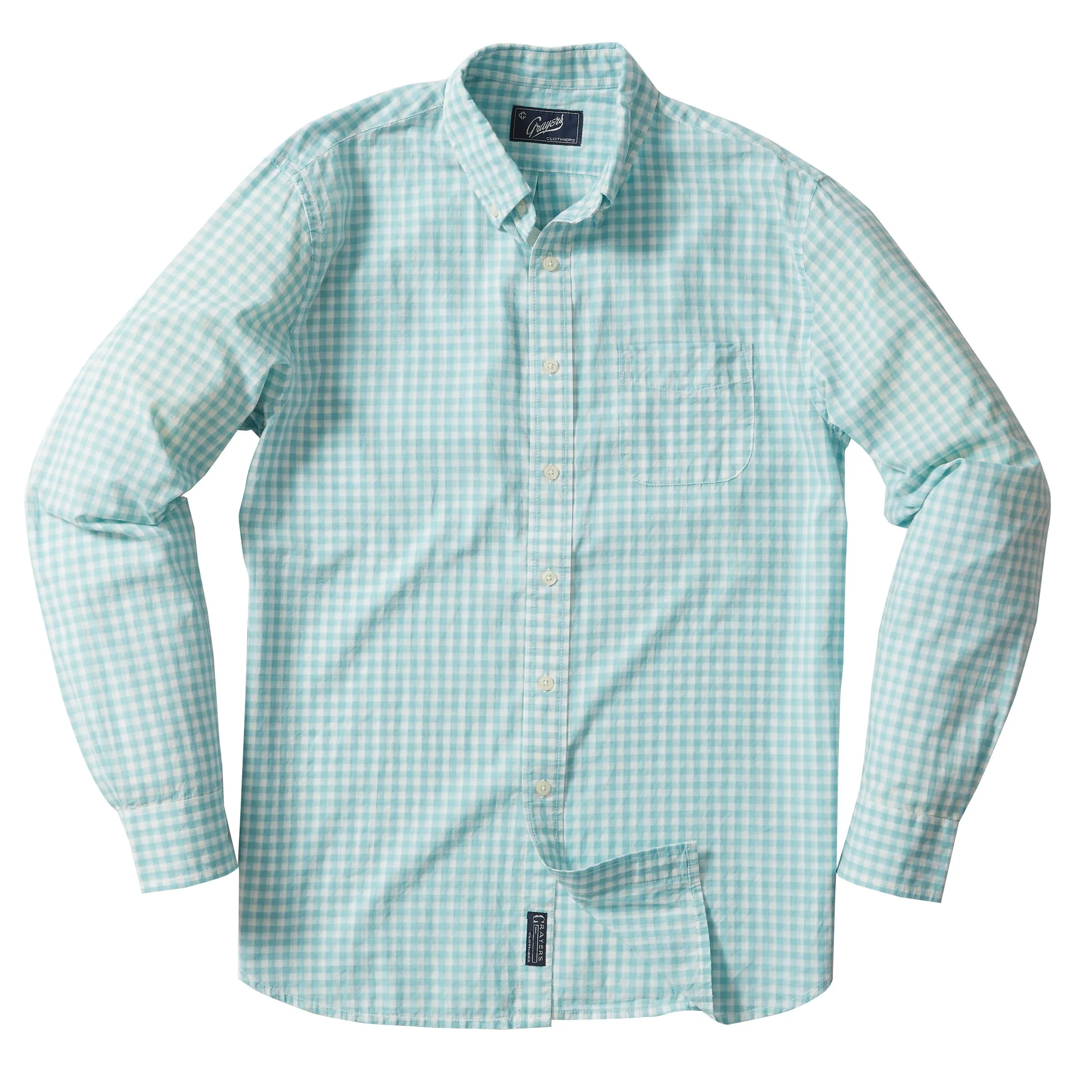 Grange Shadow Gingham Shirt- Seafoam (Final Sale)