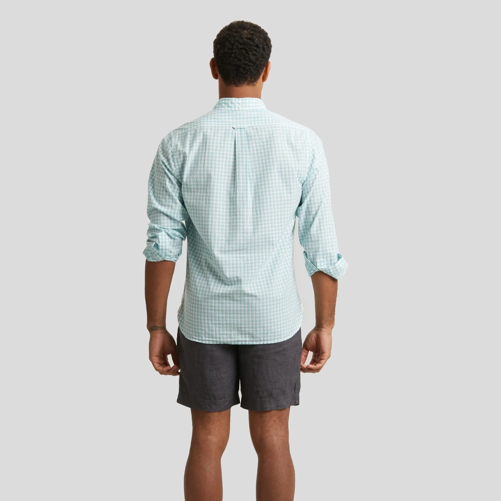 Grange Shadow Gingham Shirt- Seafoam (Final Sale)