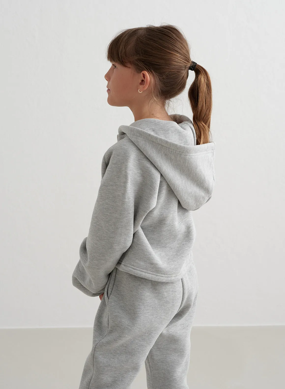 Grey Melange Young Sweat Zip Hood