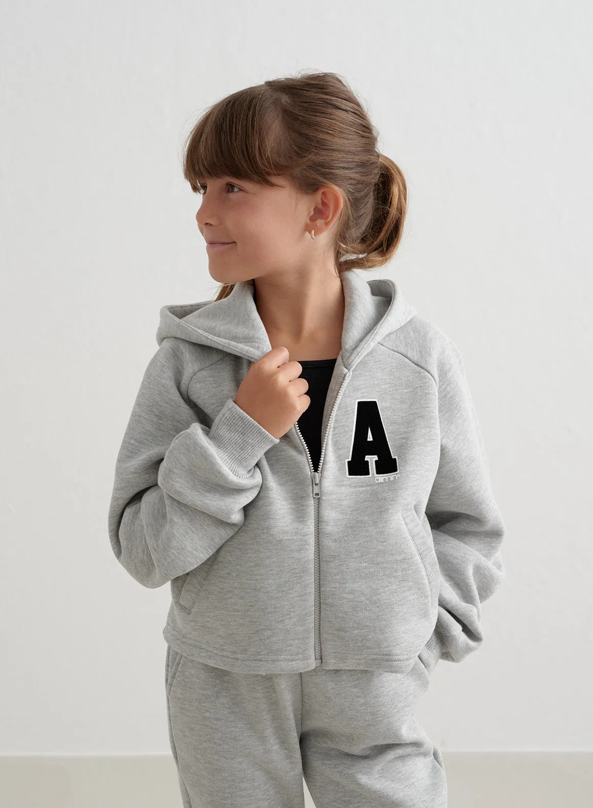 Grey Melange Young Sweat Zip Hood