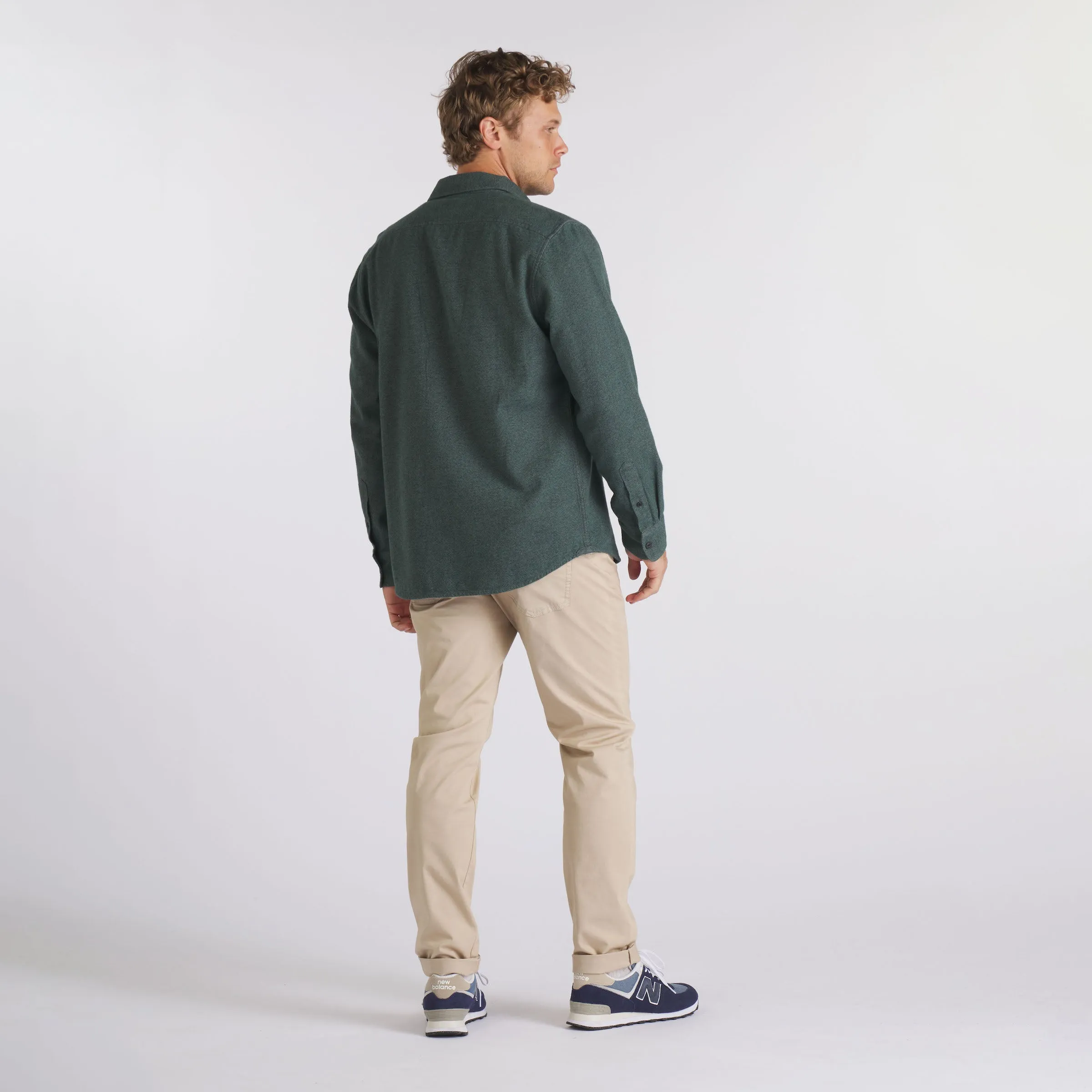 Harper 3 ply Jaspe Flannel Shirt - Forest Green