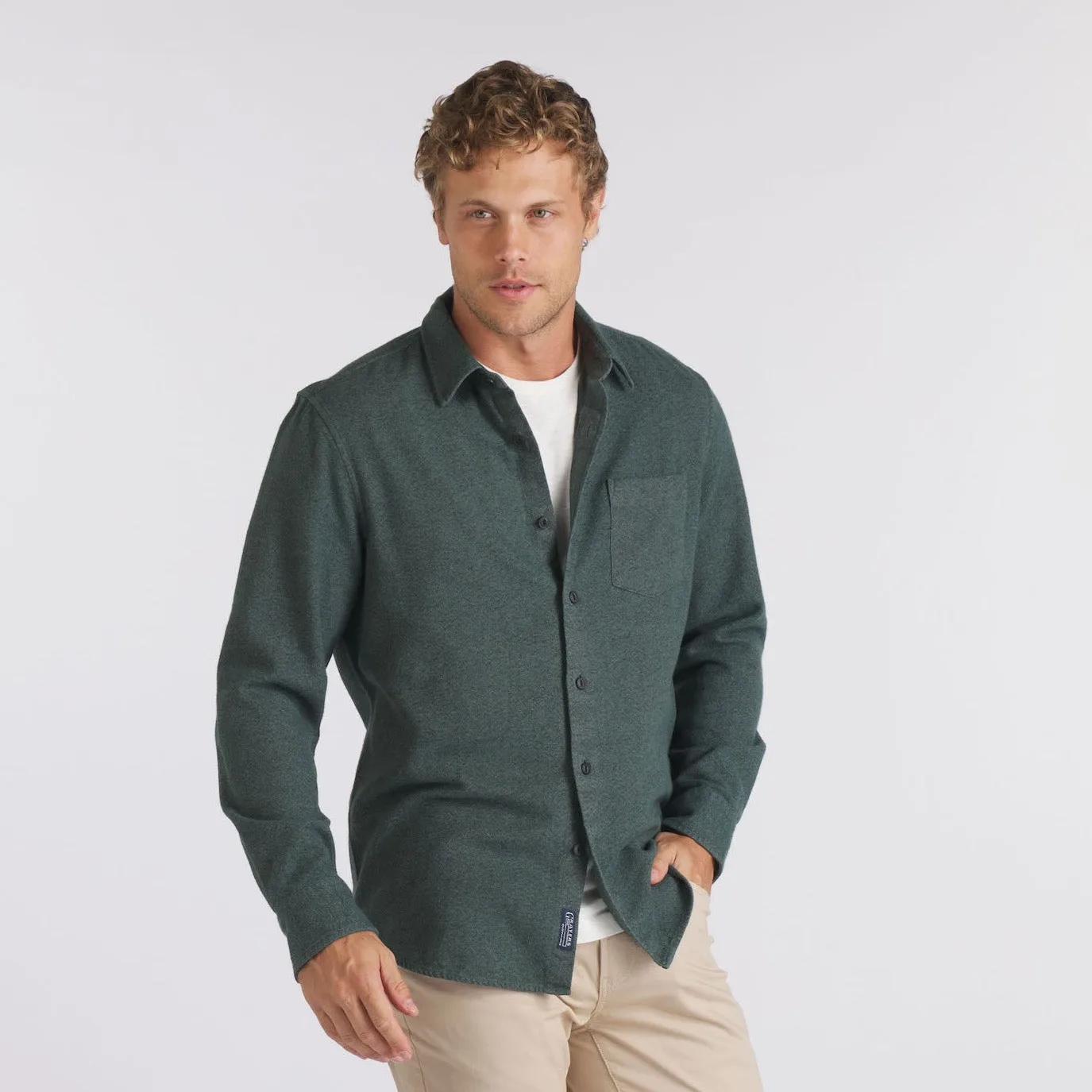 Harper 3 ply Jaspe Flannel Shirt - Forest Green