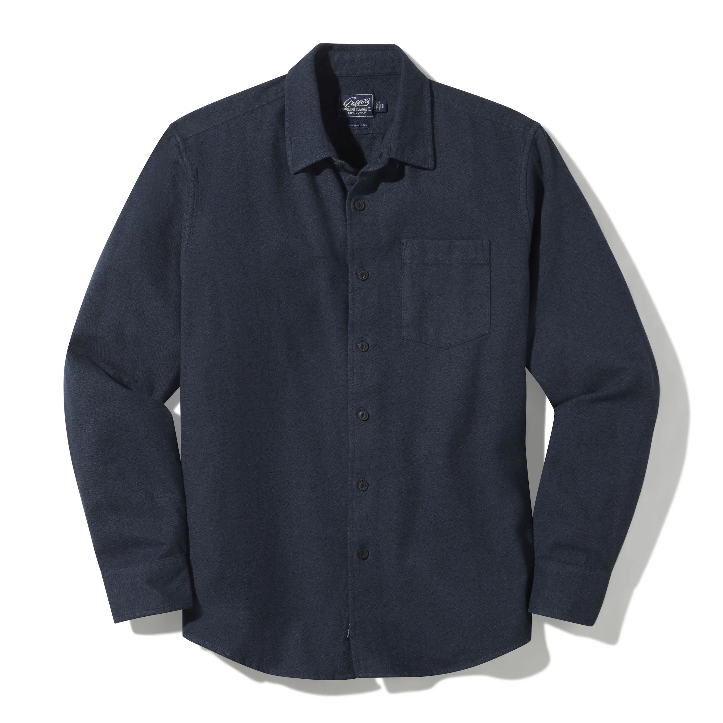 Harper 3 ply Jaspe Flannel Shirt - Navy Blue