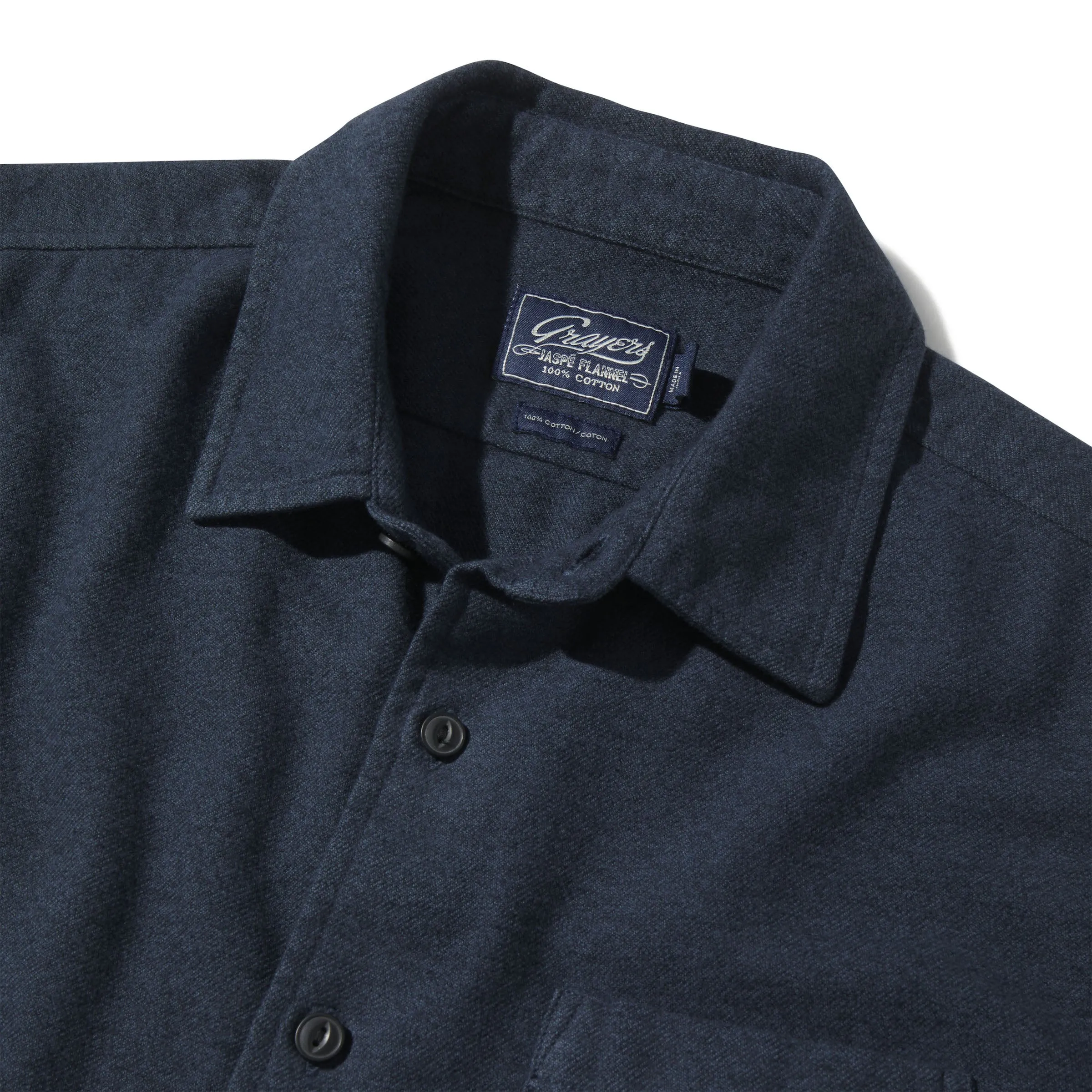 Harper 3 ply Jaspe Flannel Shirt - Navy Blue