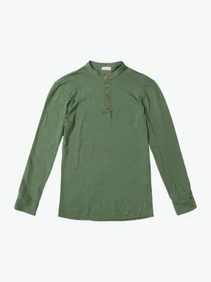 Henley Organic Cotton Slub Long Sleeve T-shirt Forest Green