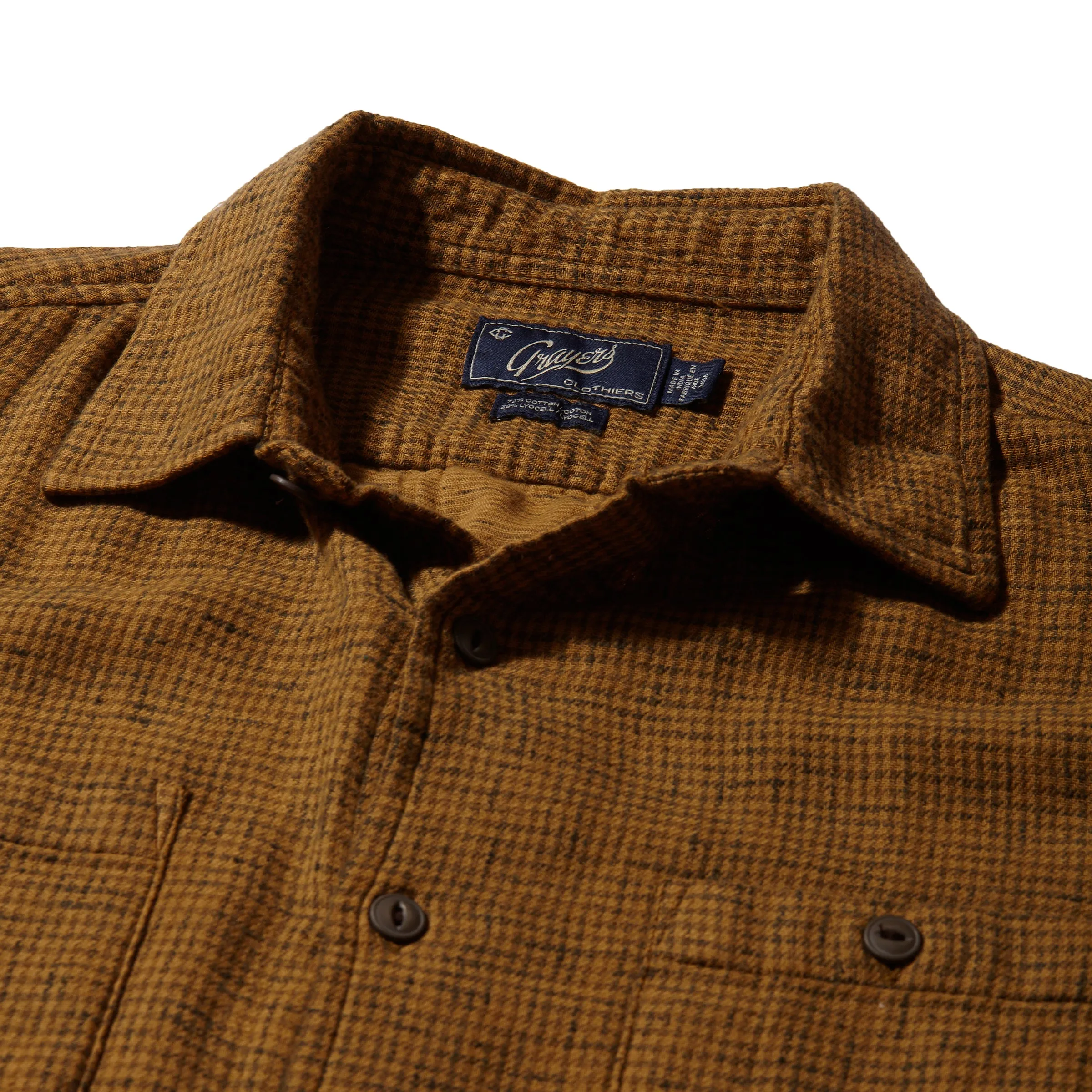 Houndstooth Double Cloth Workshirt - Dark Curry