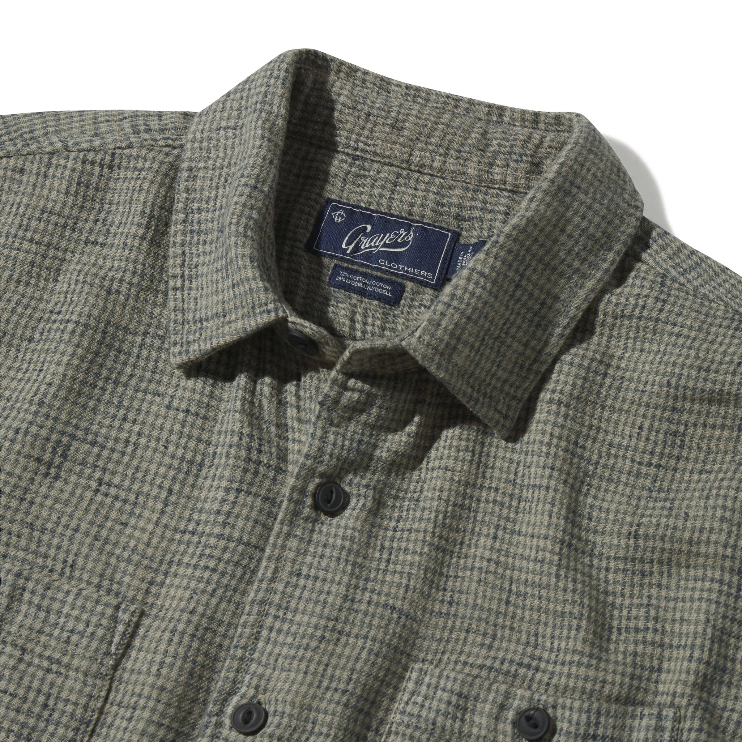 Houndstooth Double Cloth Workshirt - Sage