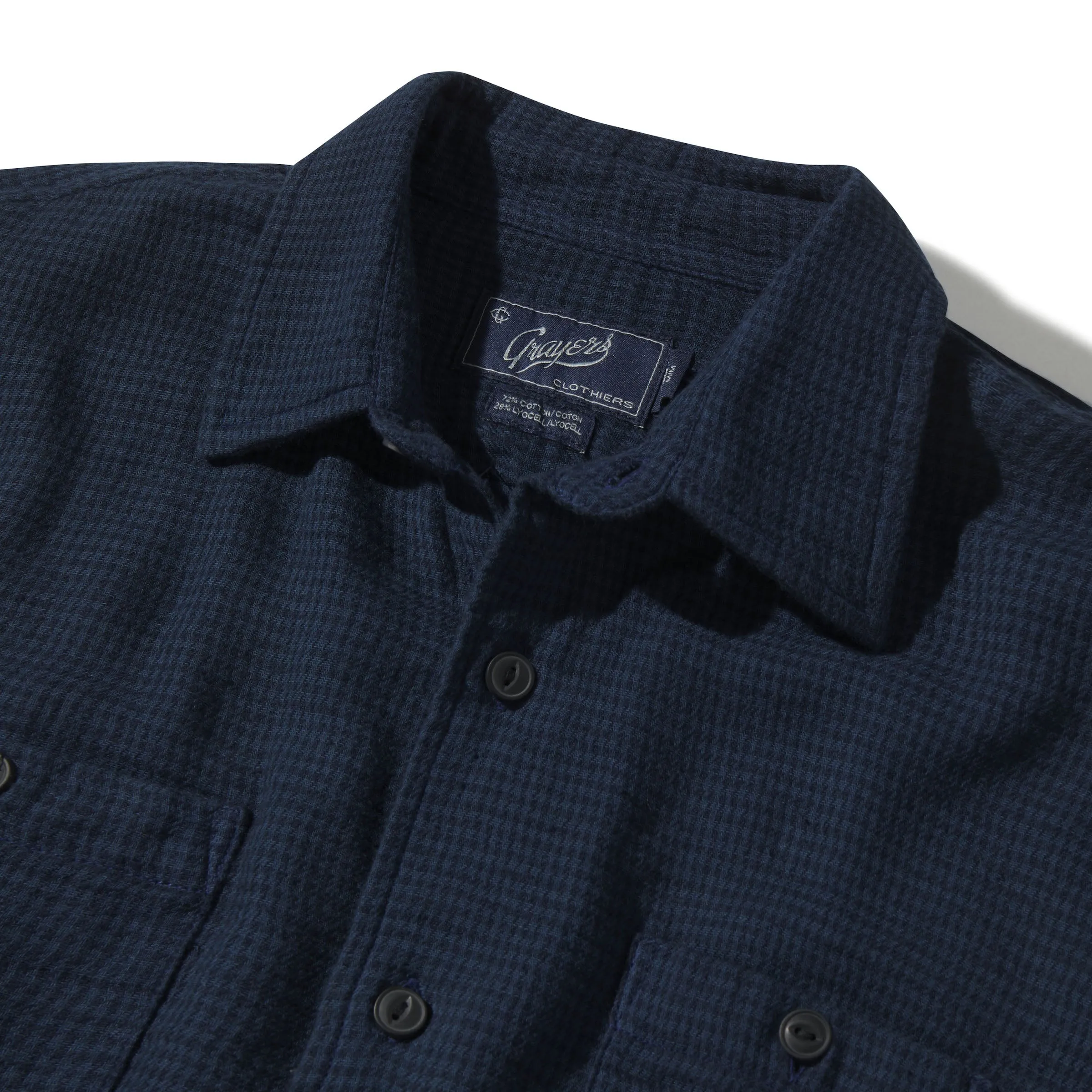 Houndstooth Double Cloth Workshirt - Sky Captain Navy