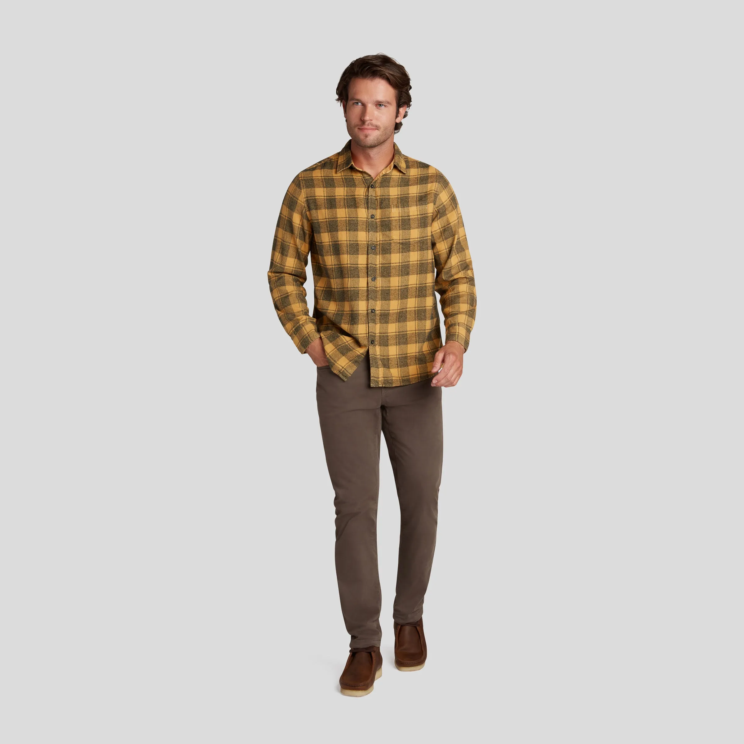 Jaspe Midweight Twill - Spruce Yellow Plaid