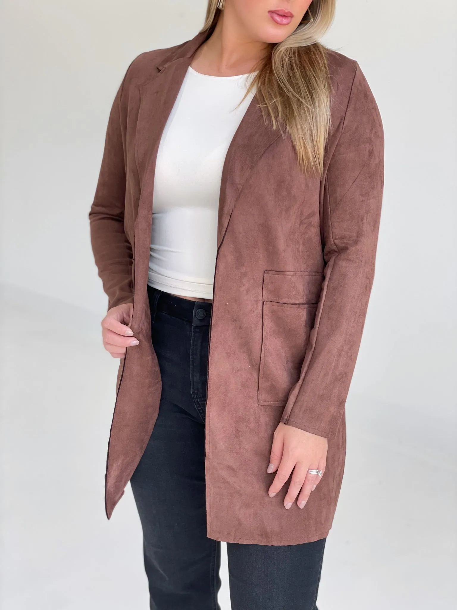 Late Calls Suede Jacket - Brown