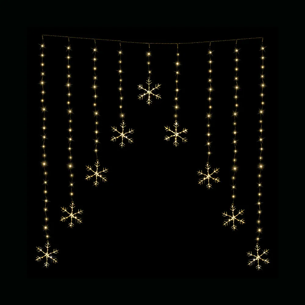 LED Snowflakes Curtain Lights avialable in 2 Colors - Warm White