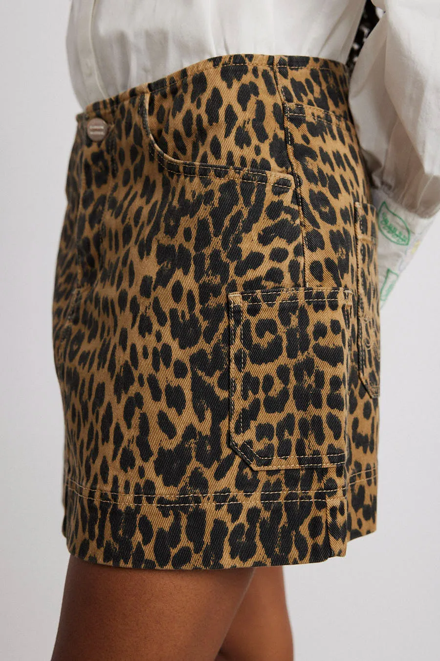 lily denim mini skirt- leopard