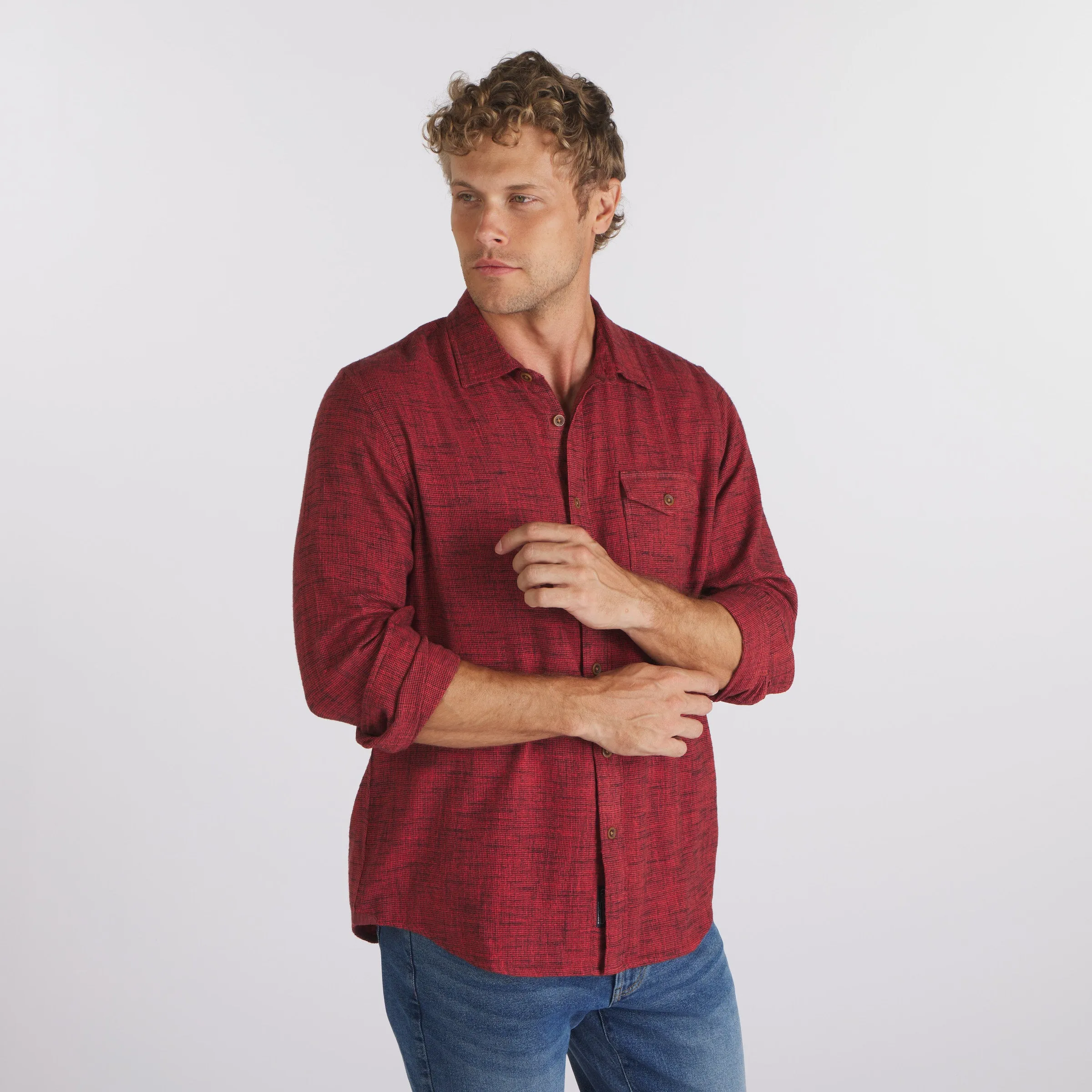 Linear Slub Twill Shirt - Ketchup