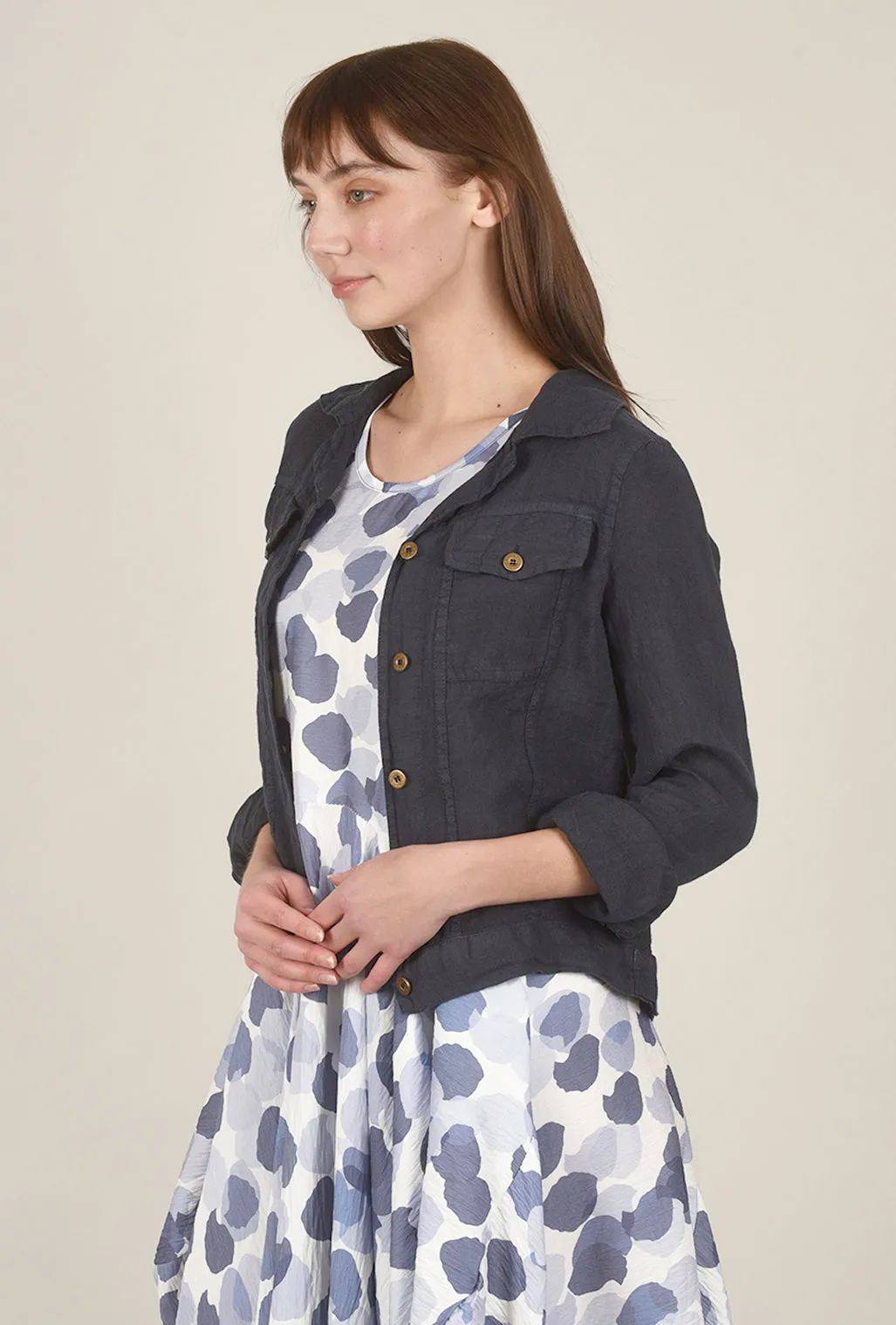 Linen Jeans Jacket, Navy