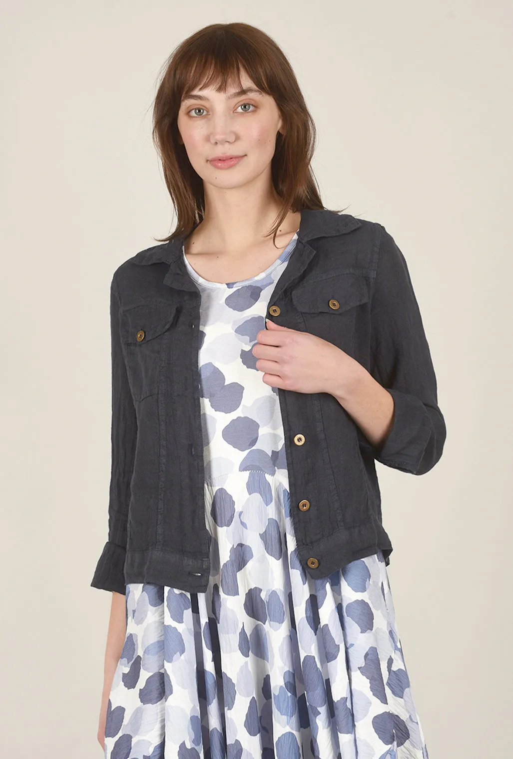 Linen Jeans Jacket, Navy