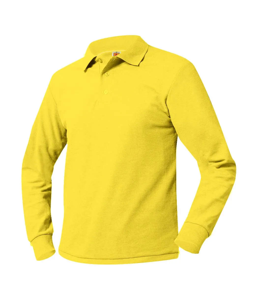 Long Sleeve Polo Shirt - Yellow - With School Logo