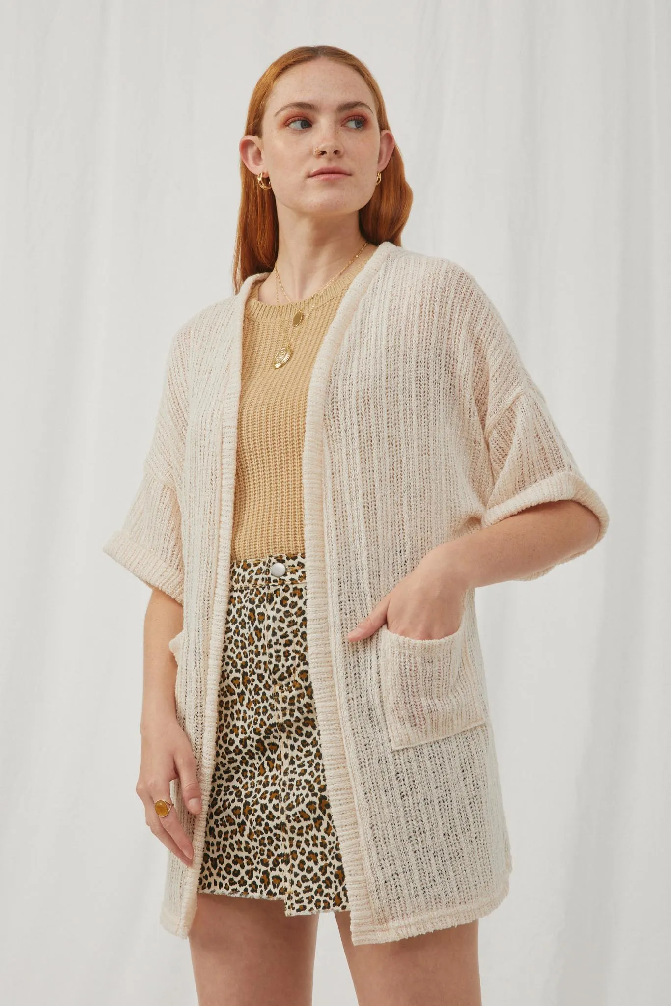 Loose Knit Ribbed Open Cardigan