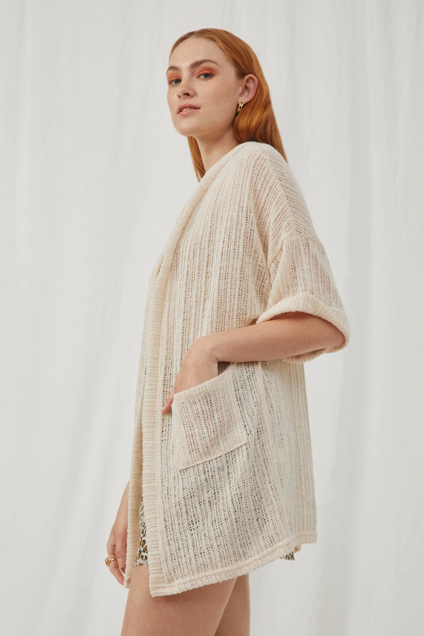 Loose Knit Ribbed Open Cardigan