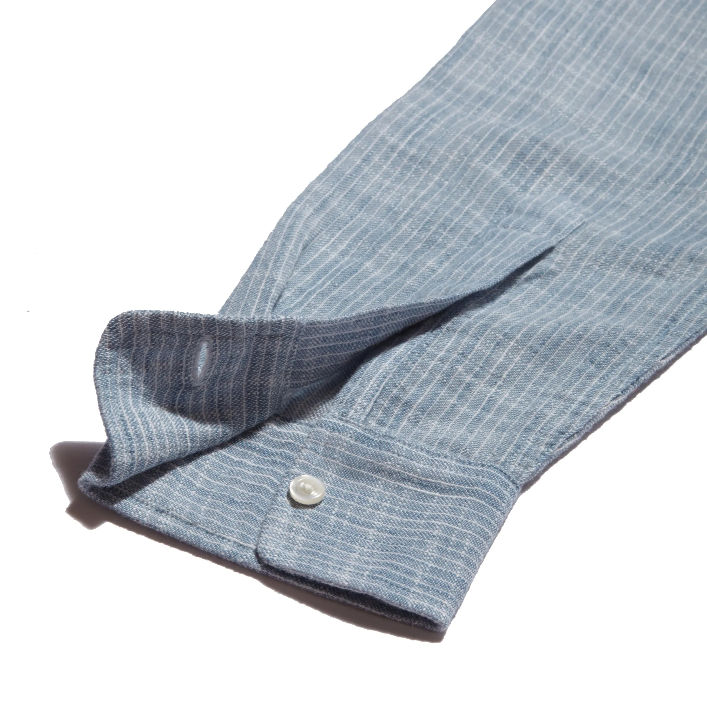 Madras Cottage Loom Chambray Shirt - Blue Chambray Stripe