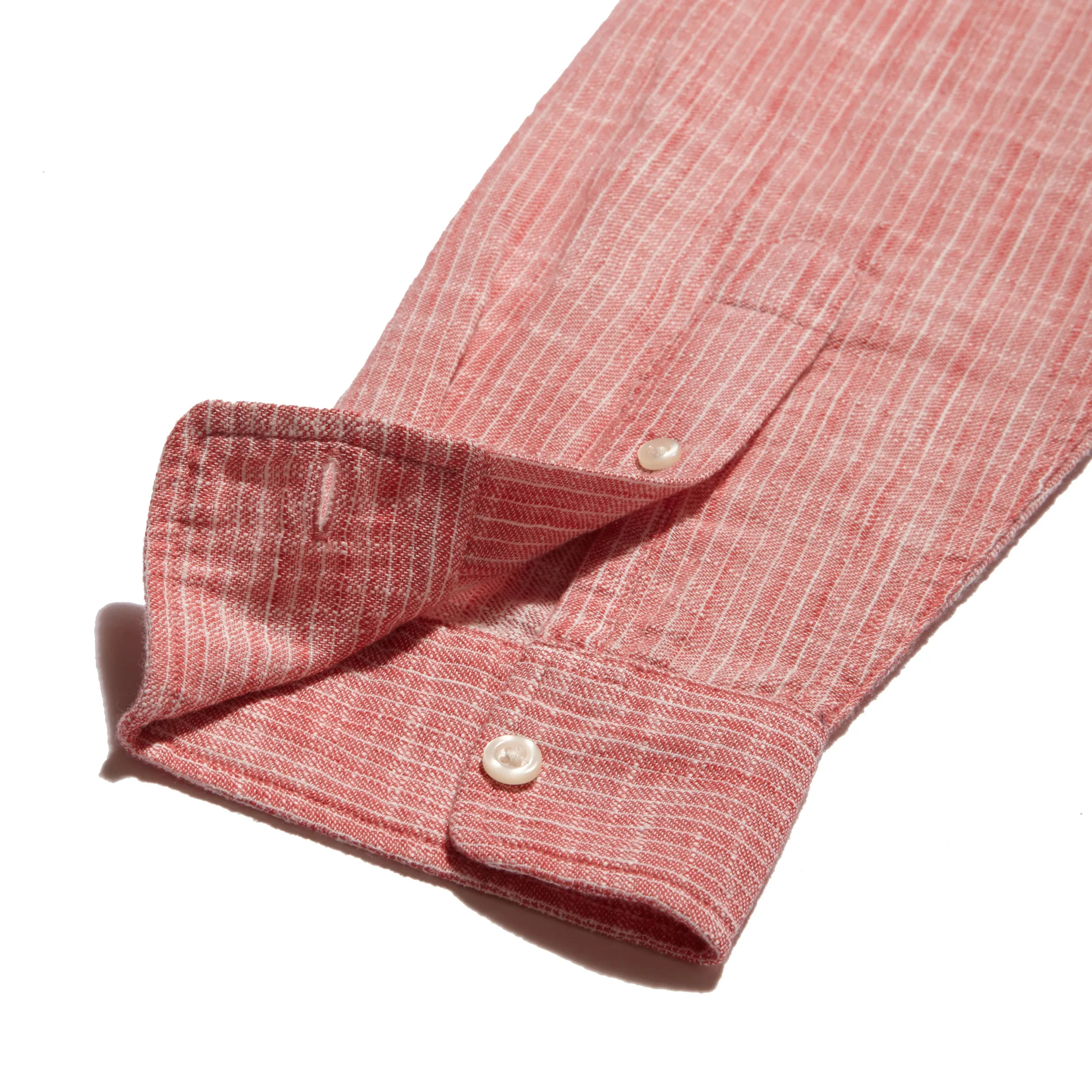 Madras Cottage Loom Chambray Shirt - Red Chambray Stripe