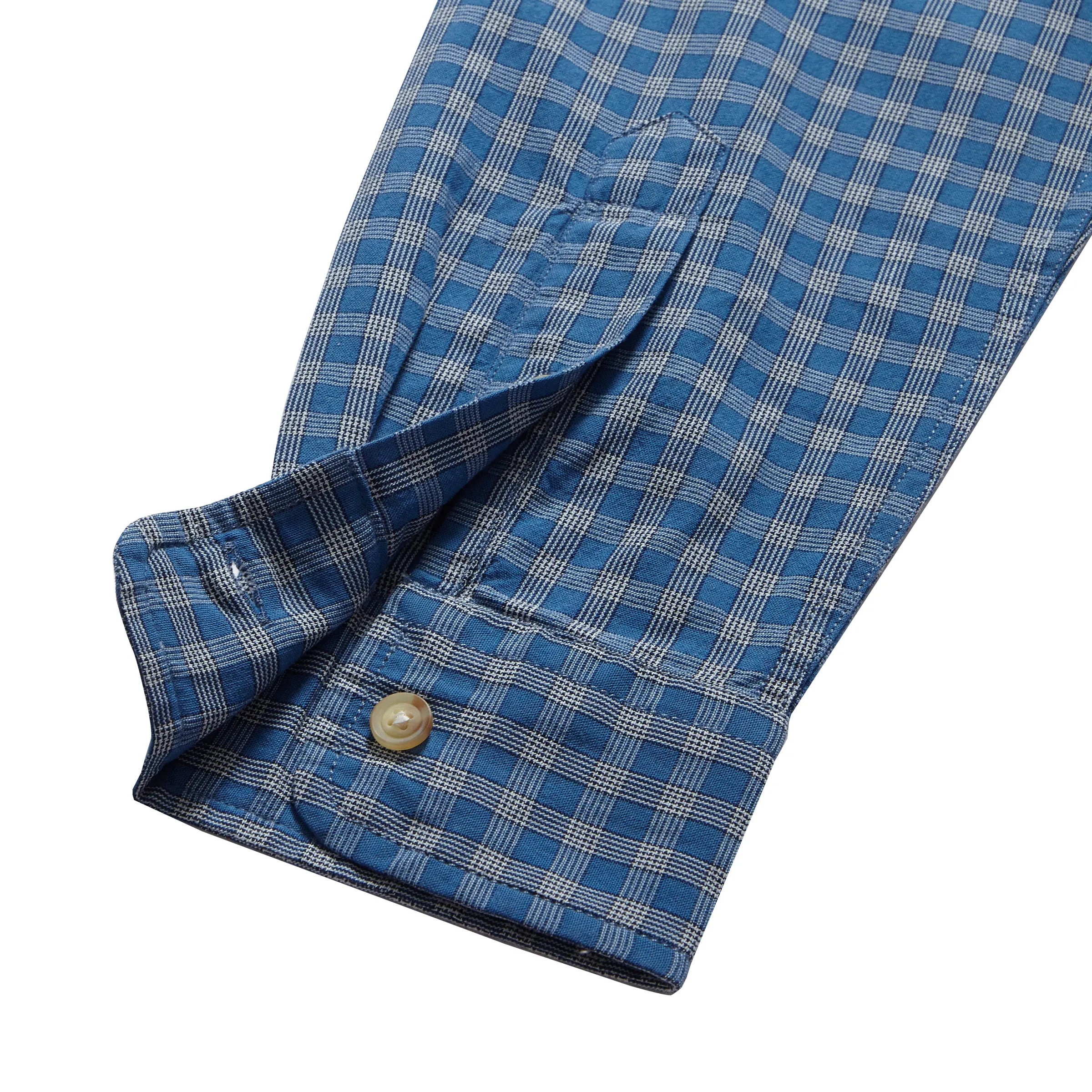 Malcolm Indigo Check Long Sleeve Shirt - Mood Indigo China Blue (Final Sale)