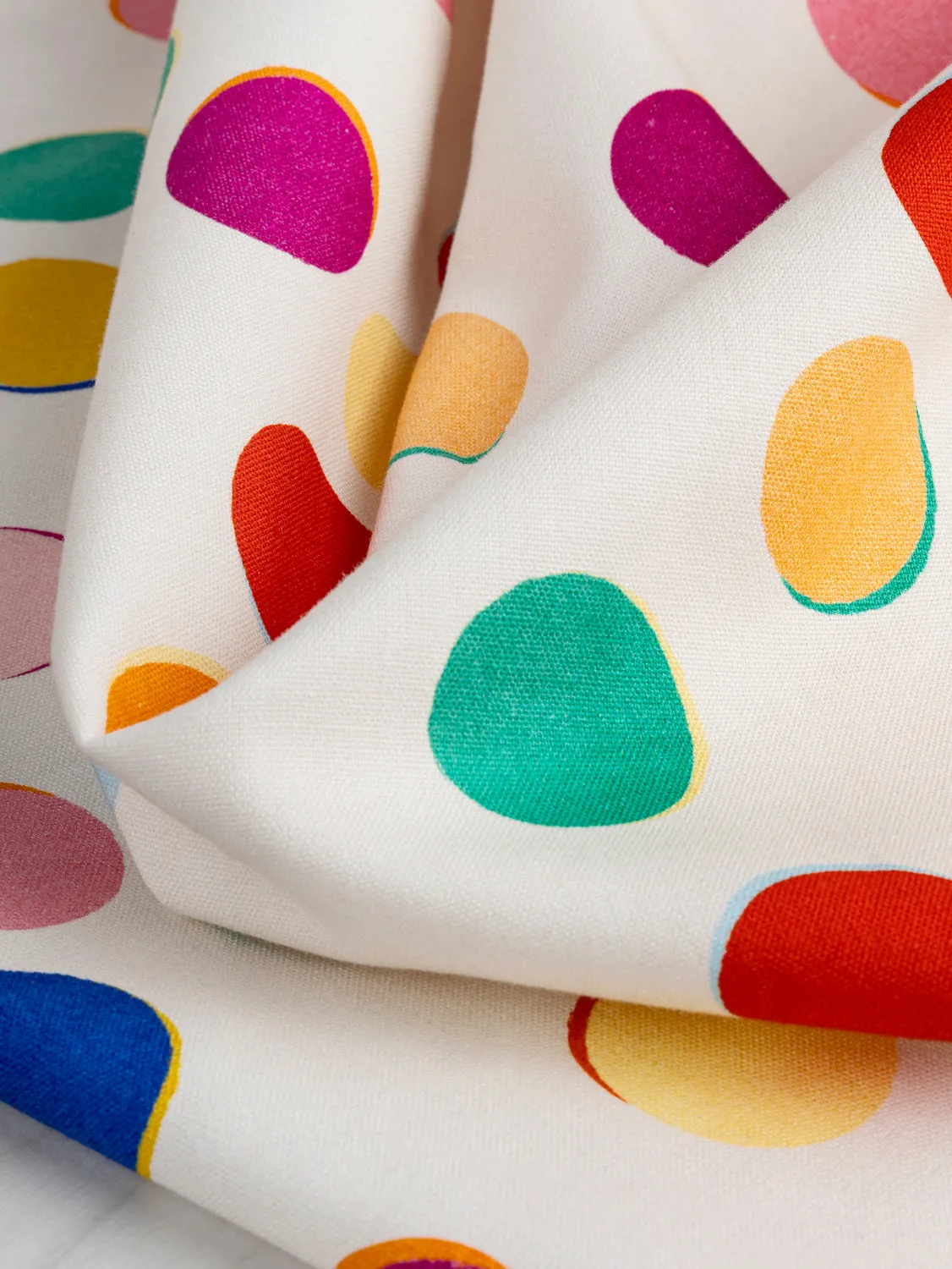 Marbles Print Organic Cotton Canvas - Cream   Multicolour - Swatch