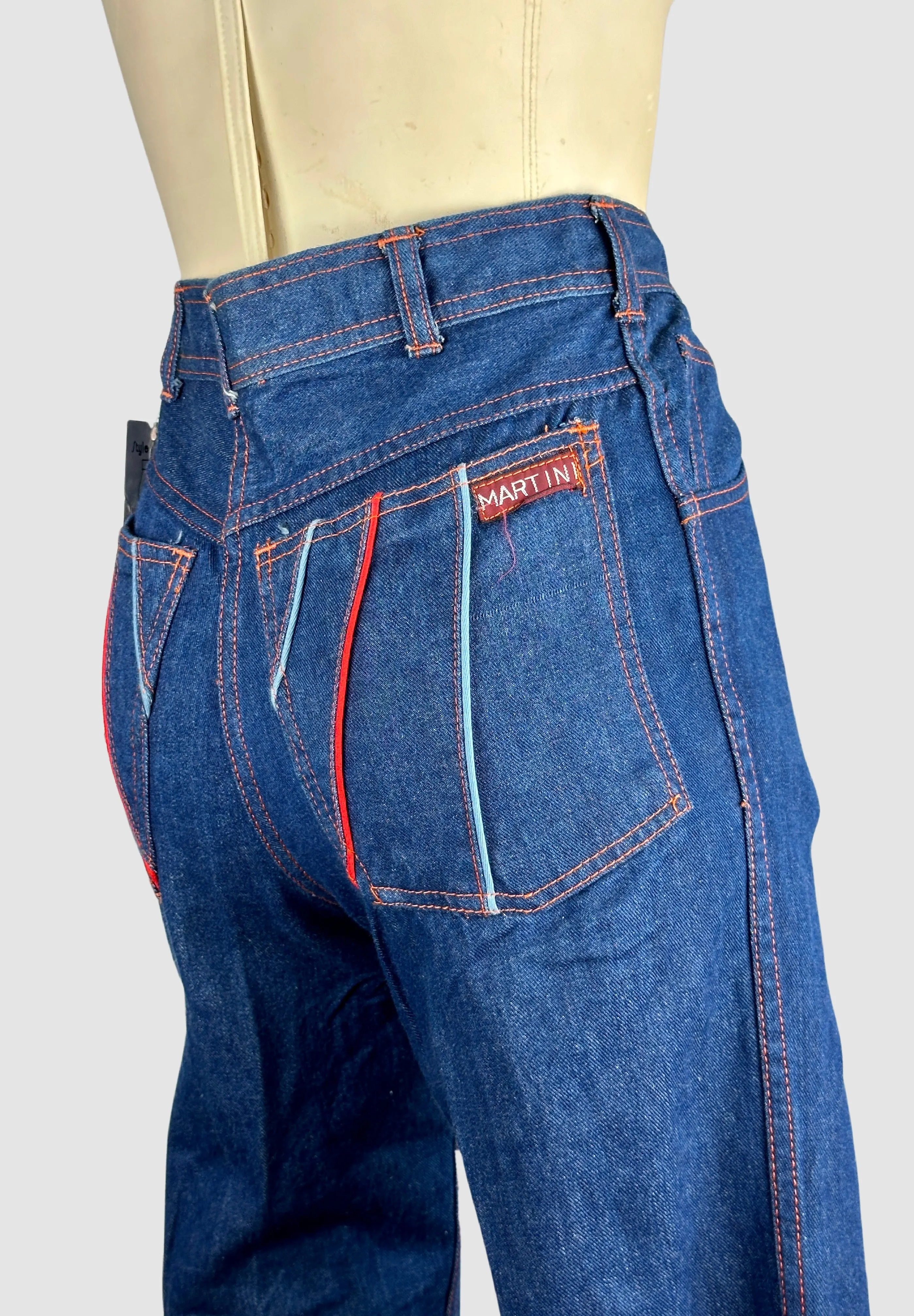 MARTINI 70s Dead Stock Blue Indigo Denim Jeans  • Small