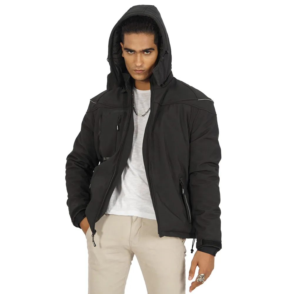 Matt Hooded Black Padded Jacket