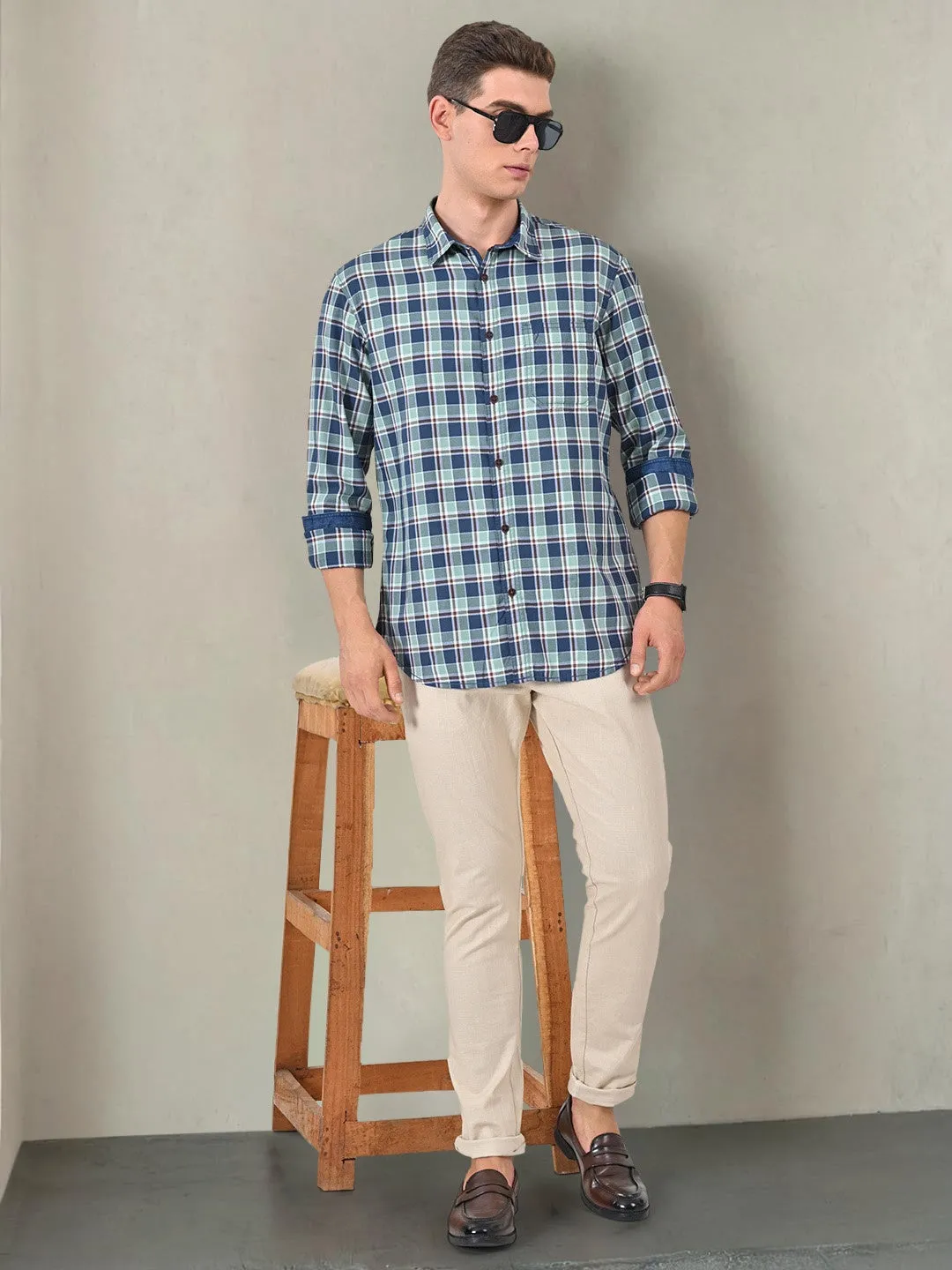 Men Checked Full Sleeve Cotton Shirt