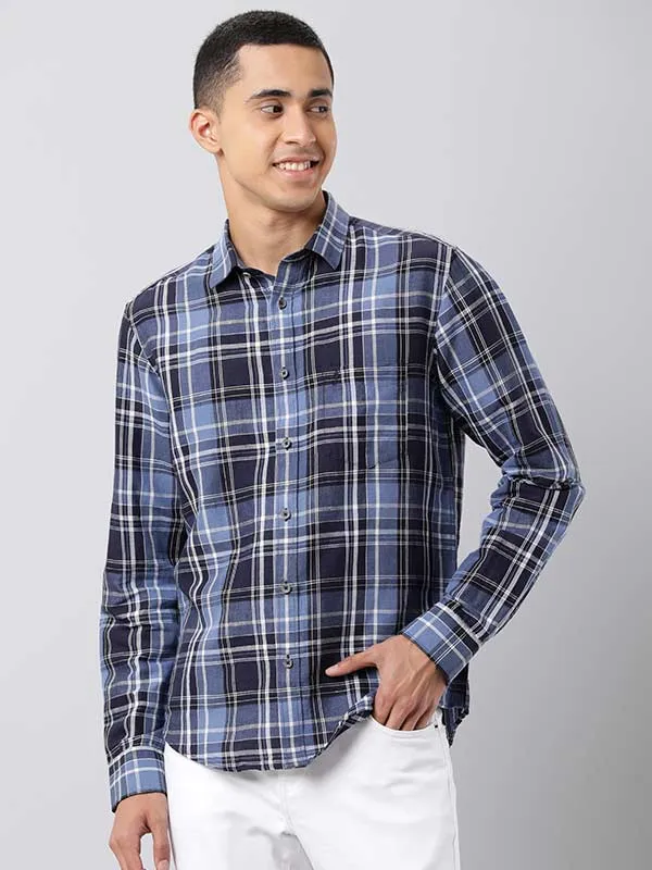 Men Checked Full Sleeve Linen Blend Shirt