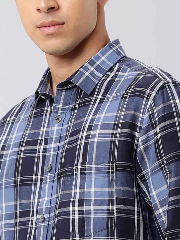 Men Checked Full Sleeve Linen Blend Shirt