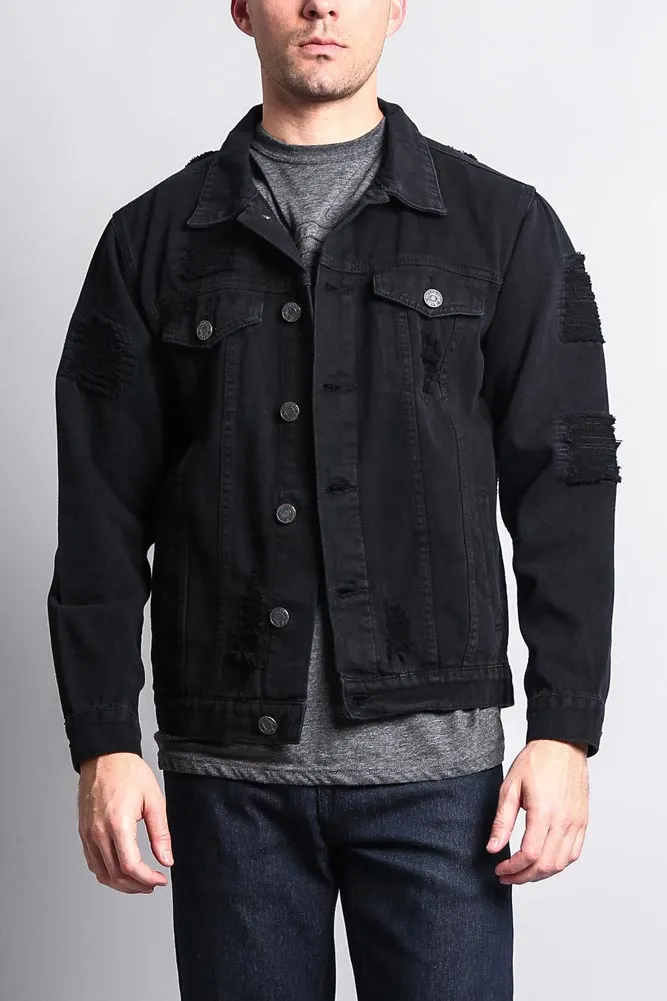 Men's Basic Ripped Jean Jacket