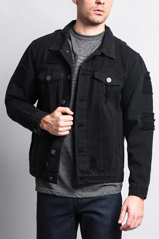 Men's Basic Ripped Jean Jacket