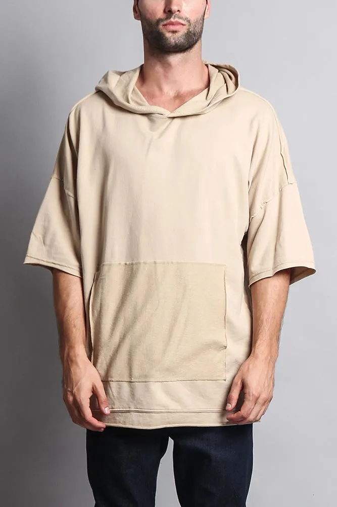 Men's Over Sized Hooded T-Shirt With Extended Hem