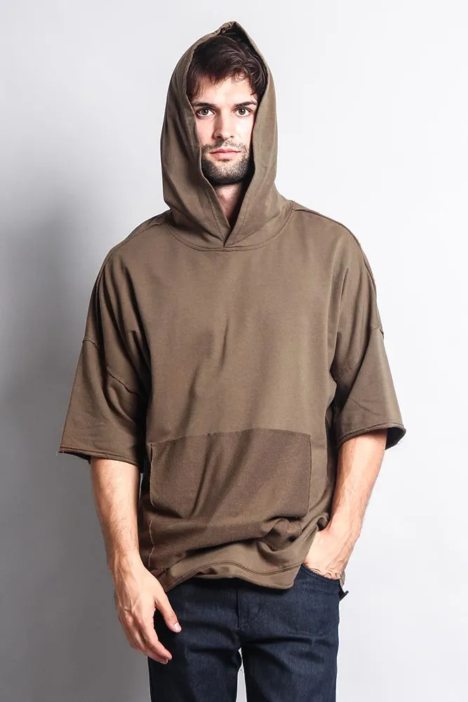 Men's Over Sized Hooded T-Shirt With Extended Hem