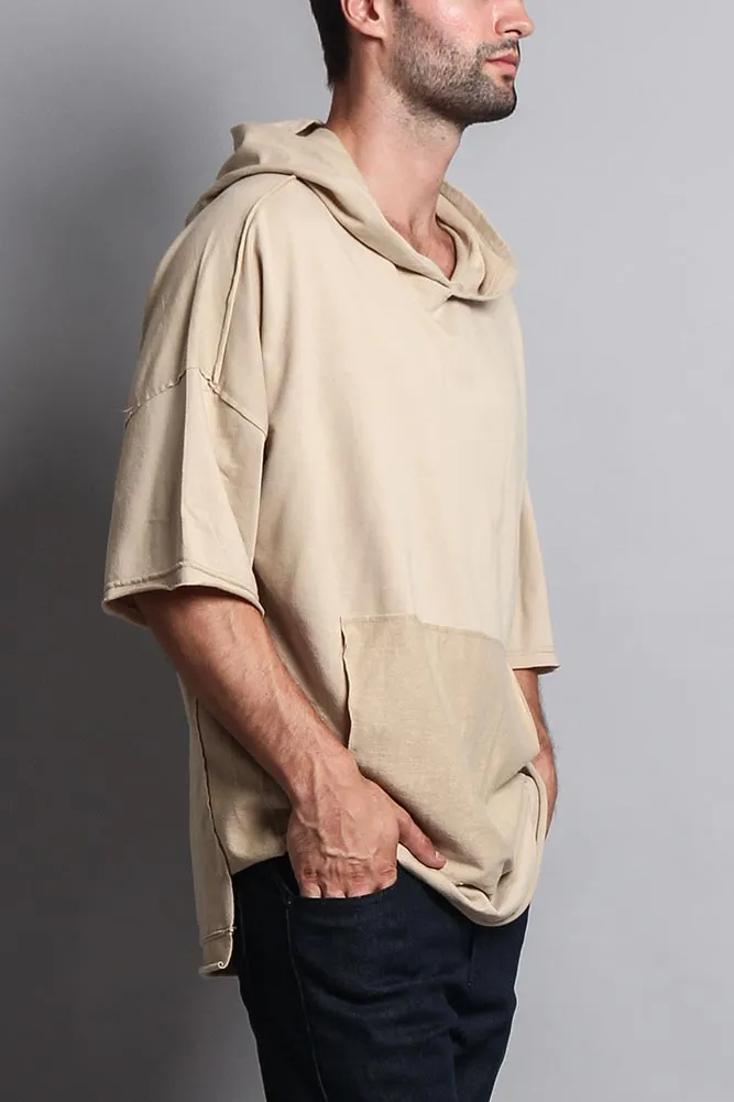 Men's Over Sized Hooded T-Shirt With Extended Hem