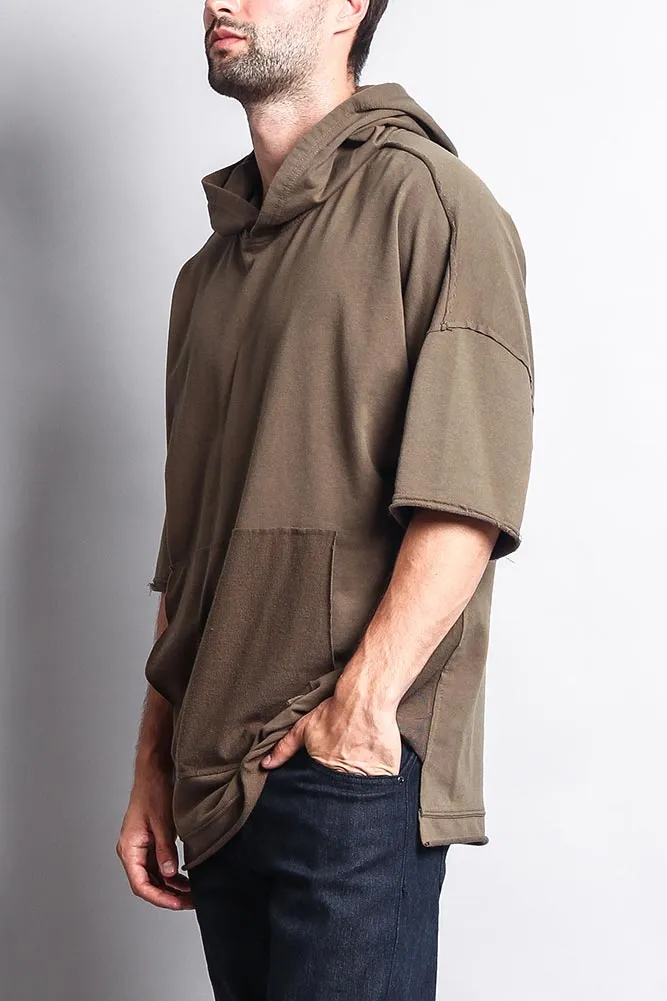 Men's Over Sized Hooded T-Shirt With Extended Hem