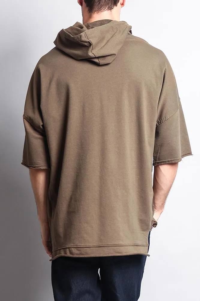 Men's Over Sized Hooded T-Shirt With Extended Hem