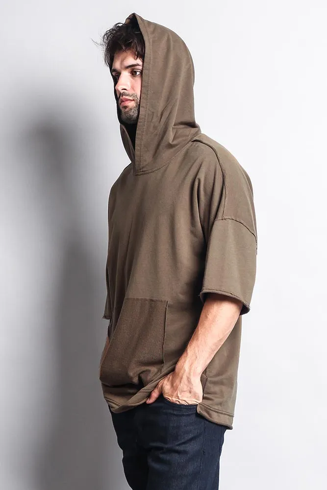 Men's Over Sized Hooded T-Shirt With Extended Hem