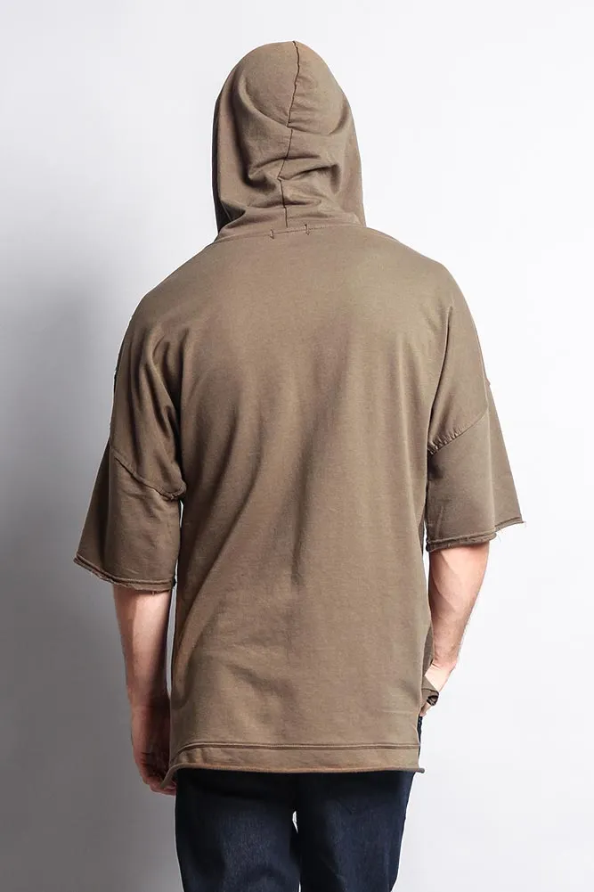 Men's Over Sized Hooded T-Shirt With Extended Hem