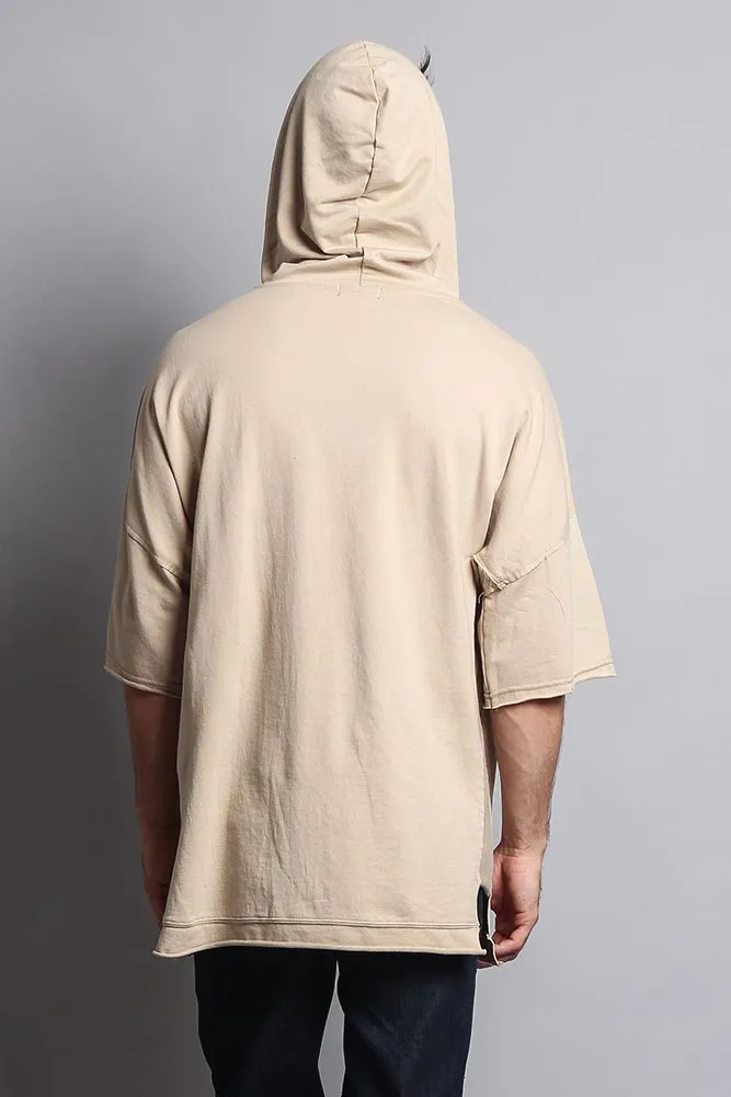 Men's Over Sized Hooded T-Shirt With Extended Hem